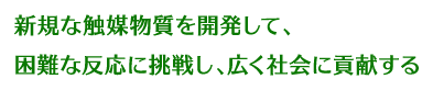 新規な触媒物質を開発して、困難な反応に挑戦し、広く社会に貢献する